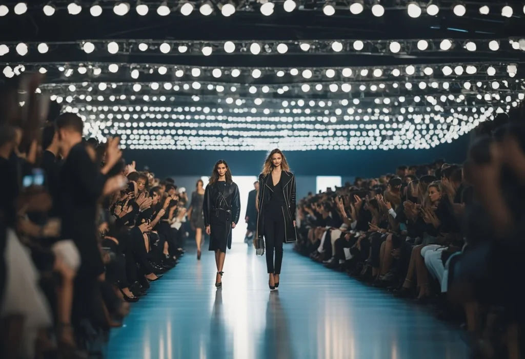Fashion show models on a runway