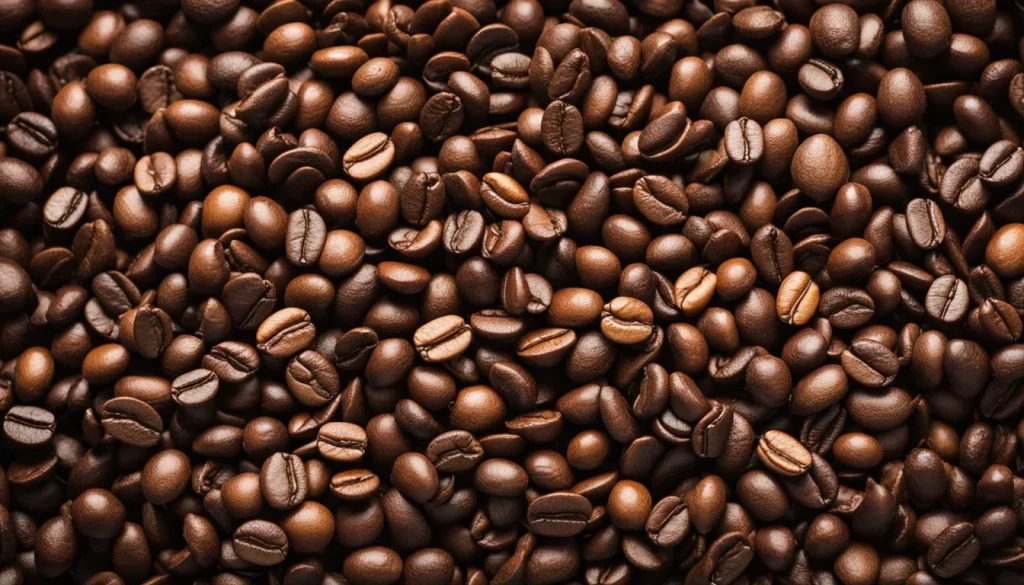 A variety of coffee beans arranged in a colorful display, including Arabica, Robusta, and other lesser-known types